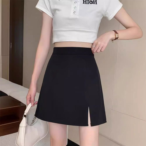 Morning Lead【Premium Fabric】【450g】Wool Knit Slit Bodycon Skirt for Women - Autumn/Winter New Arrival High-Waisted Slimming A-Line Skirt