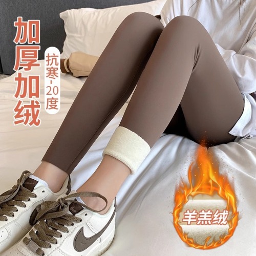 Autumn/Winter New Shark Leggings Abdominal Waist Cincher Slim Leg Yoga Barbie Pants Warm Fleece Thick Leggings for Women to Wear Outside