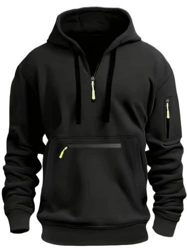 Ocode Cross-border Men's Clothing Amazon AliExpress New Men's Sweatshirt Autumn/Winter Trend Zip-up Hooded Sweatshirt with Fleece