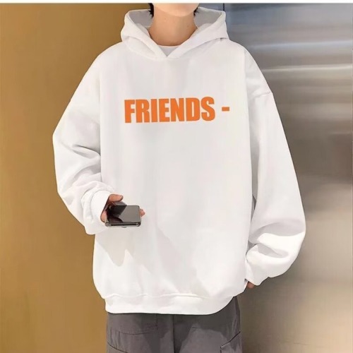 Tide-inspired winter hoodie for men, new arrival—stylish, youthful, and trendy 2024 ins-style lettered fleece-lined pullover for everyday wear