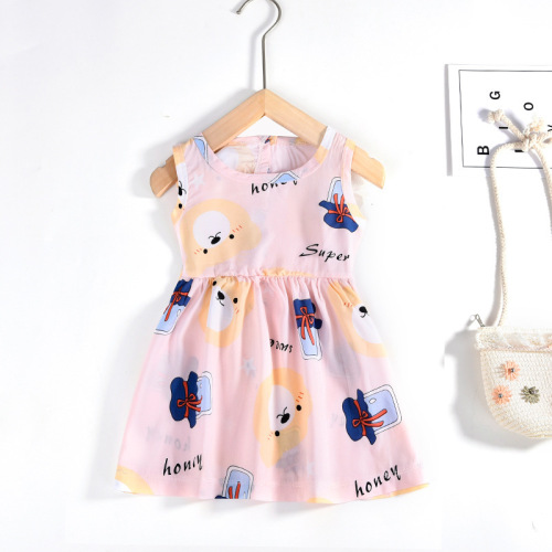 Children's summer dress for girls, cotton silk dress, baby princess dress, camisole dress, baby clothing.