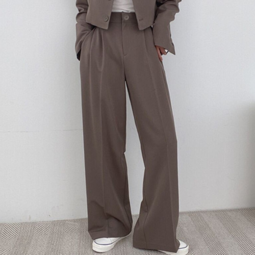 Straight Leg Wide Leg Pants with Drape, Korean Style Slimming Blazer-Like Pants, Multiple Colors, Loose Women's Long Pants