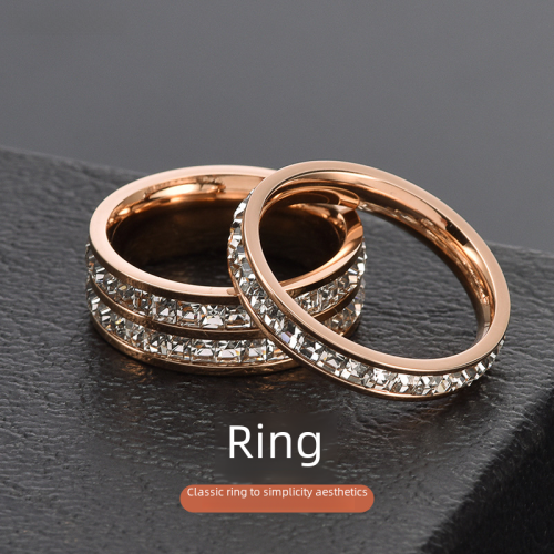 Light Luxury Fashion Instagram-Style, High-End Men's and Women's Baby's Breath Ring: Single or Double Band, Titanium Steel, Fade-Resistant, Diamond-Inlaid Couple Rings