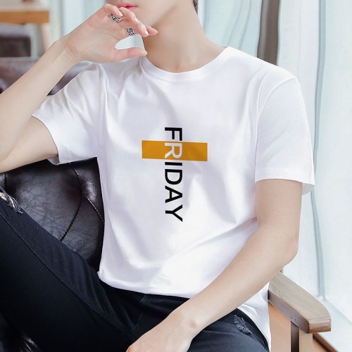2024 Summer Streetwear Retro Hip-Hop Loose Drop Shoulder Men's Youth Short Sleeve T-Shirt Crewneck T-Shirt