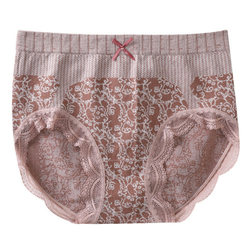 High-waisted seamless charcoal graphene gusset breathable lace triangle underwear for women【individually packaged】