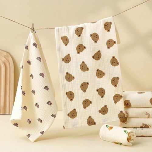 Baby Towel 25*50 Children's Rectangle Cotton Gauze Four-Layer Soft Absorbent Newborn Baby Face Towel and Drool Cloth