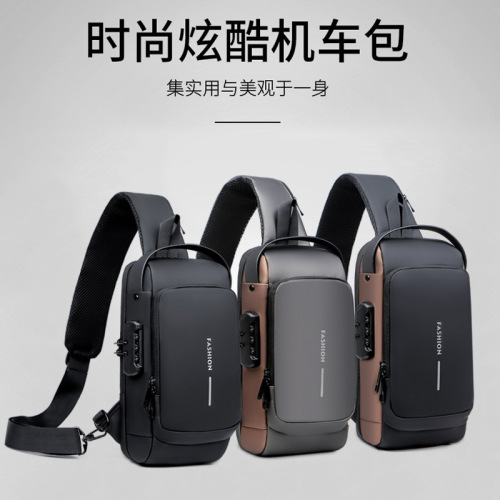 Men's Chest Bag Password Lock Anti-Theft Cycling Bag Casual Outdoor Running Travel Hip Bag Single Shoulder Cross-Body Sports Backpack