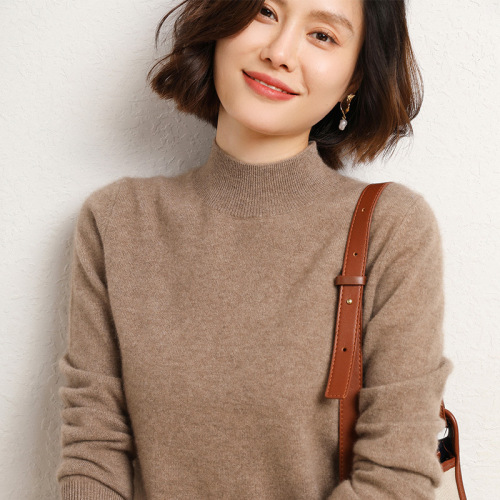 New autumn and winter half-turtleneck sweater for women, loose long-sleeved bottoming, pullover, large size knitted top