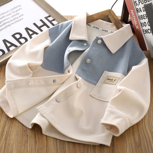 Men's Long-Sleeve Shirt Children's Jacket Spring and Autumn New Fashion Casual Boys Autumn Outfit Shirt Trendy