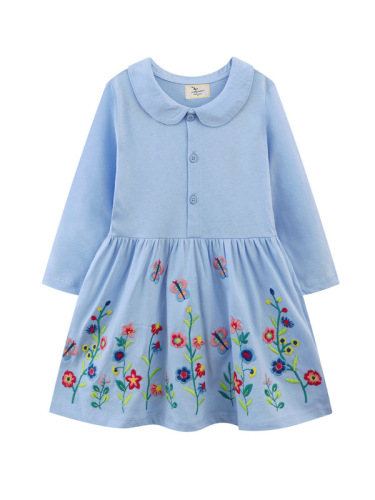 Autumn New Arrival Girls' Knitted Ruffled-Neck Dress—Long-Style, Long-Sleeved Princess Dress for Young Girls and Toddlers—Distributable