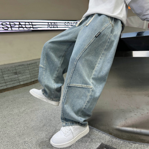 Boy's Spring and Autumn Loose Fit 2025 Middle and Large Children's Casual Korean Style Straight Leg Pants Stylish Children's Pants