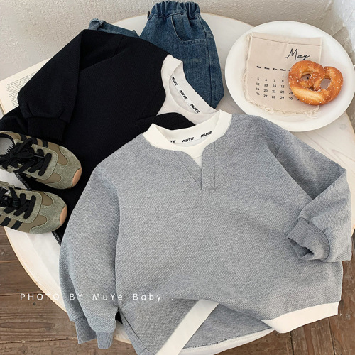Children's Hoodie 2025 Autumn New Boys' Fashion Two-Piece Hooded Sweatshirt Baby Casual Matchable Top