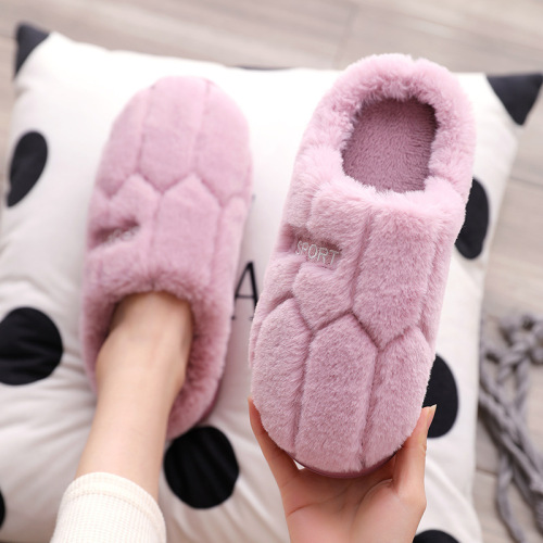 Manufacturer wholesale cotton slippers for women in winter for home use indoor warm non-slip thick-soled couples wool slippers for men in autumn and winter