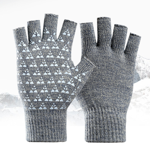Acrylic half-finger gloves for men and women, autumn and winter couples, fingerless men's outdoor cycling students, typing warm knitted gloves