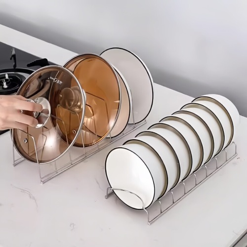 Stainless steel dish storage artifact plate desktop drain rack kitchen rack with dish rack dish storage bracket