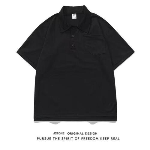 New Summer Japanese-Style Heavyweight Polo Shirt for Men, Casual Solid Color Fashion Collar-Up Short Sleeve T-Shirt