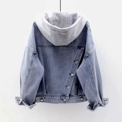 Women's Loose Korean Style Short Sleeve Hooded Jacket with Multiple Pockets, Versatile Top for Spring and Autumn