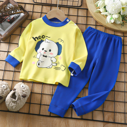Children's underwear set for girls and babies, pure cotton autumn clothes and long pants for boys, cotton warm baby and children's clothing pajamas wholesale