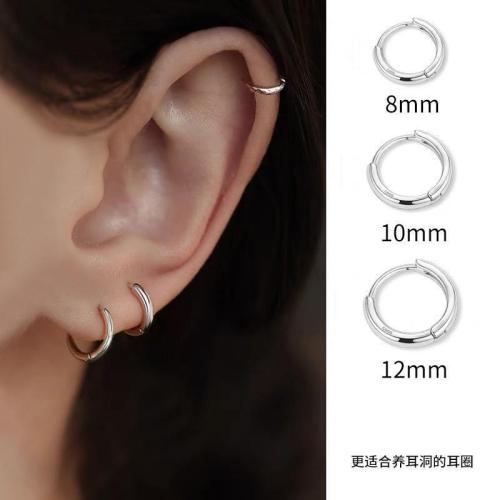 Pure Silver 925 Earrings for Women, Simple Hoop Ear Studs, Sleep-Easy Earrings, No Need to Remove Hoop Ear Clips, Bone Stud Earrings