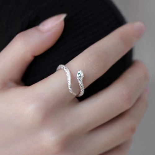 925 Silver Needle Exquisite Little Snake Ring Women's Ring Personalized Fingertip Accessory Tail Ring Niche Design Summer