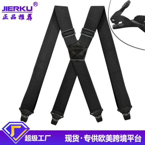 Doumeng cross-border supply unisex adult 4-clip elastic suspender clip 3.8cm corn pattern elastic suspenders
