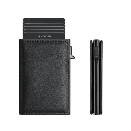 RFID anti-theft brush men's wallet foreign trade popular brake pop-up aluminum alloy card holder pickup case B08