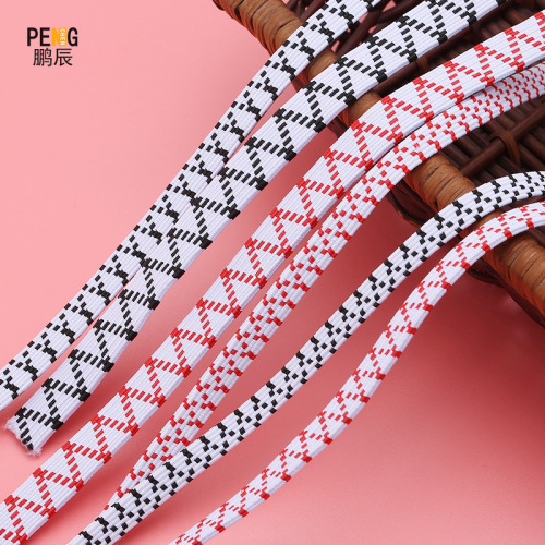 Wholesale high-elastic double-layer flat elastic band, thickened latex elastic rope, clothing elastic cord, horse hook braided elastic cord