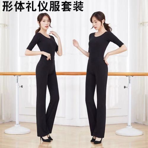 Body etiquette pure cotton training clothes women's college suit practice clothes adult ladies dance training sports yoga