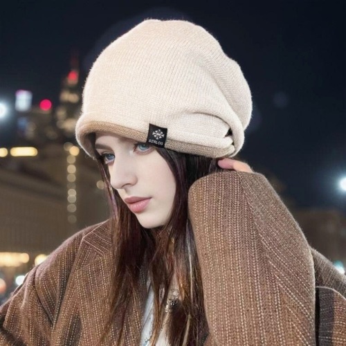 Autumn and winter new versatile ear protection pile cold Baotou woolen hat women's cashmere hat large head circumference knitted fashion