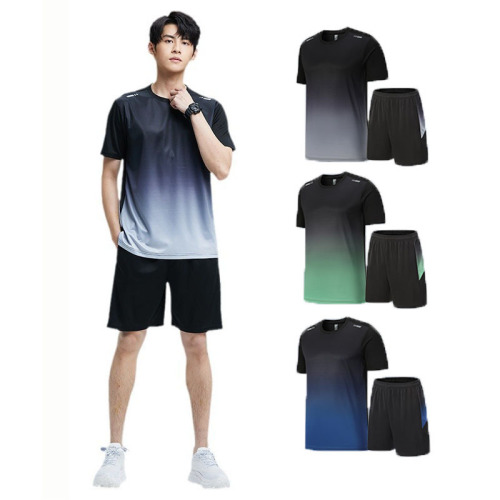 Fitness clothes men's ice silk quick-drying sportswear suit summer short-sleeved morning running feather basketball shorts Decathlon