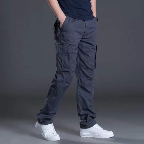Spring, autumn and summer multi-pocket overalls for men, loose large size outdoor sports trousers, pure cotton work clothes, casual pants