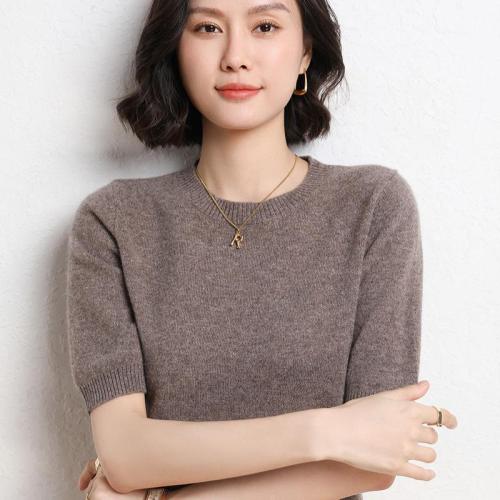 5 Autumn Knitted Sweater Women's Sweater Women's Short Sleeve Round Neck Women's