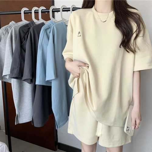 2026 New Casual Sports Suit Women's Summer Thin Loose Large Size Short Sleeve Shorts Two-piece Trendy Set