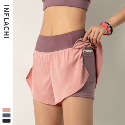 New European and American fitness sports shorts for women, summer hot pants, anti-exposure, casual, quick-drying, running, yoga, exercise, breathable