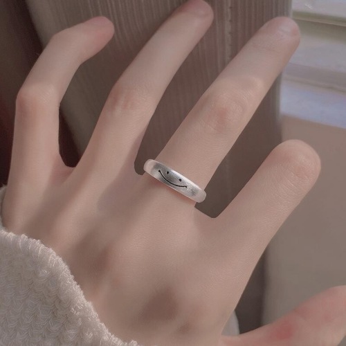 Simple Korean style fashion personality temperament commuting happy expression open ring ins niche index finger ring