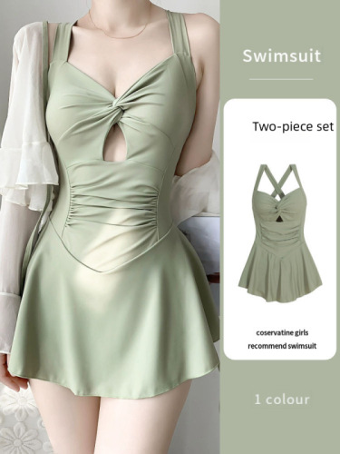 2024 new one-piece swimsuit women's two-piece high-end one-piece slimming student ladies hot spring skirt swimsuit