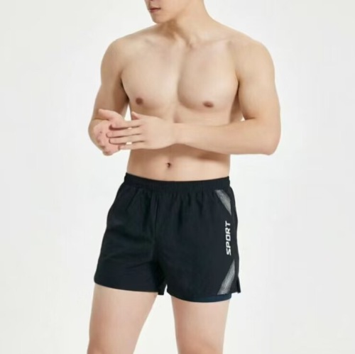 Adult fat people add weight and enlarge swimming trunks new quick-drying sports pants for men double-layer anti-embarrassment five-point pants for running and fitness