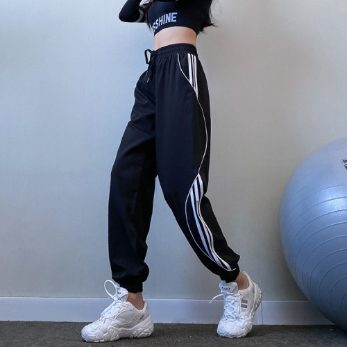 BF style casual sports pants, high waist, loose slimming fitness pants, breathable, quick-drying, foot-binding running yoga pants for women