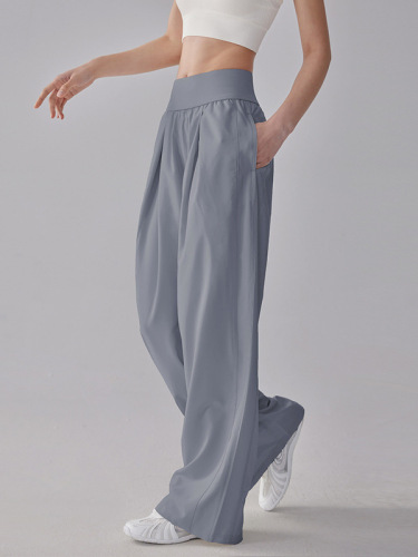 Sports pants, loose straight-leg running casual pants, breathable wide-leg yoga training fitness pants, high-waisted outer wear