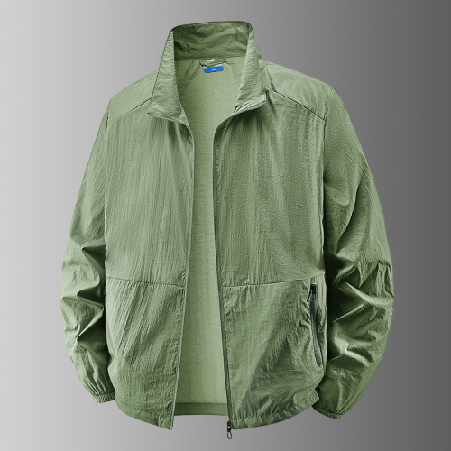 Popular summer men's sun protection clothing, outdoor casual windbreaker jacket, youth stand-up collar, loose large size skin clothing