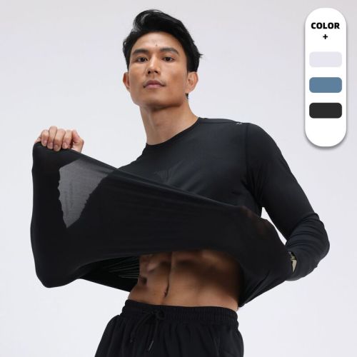 New stretch printed quick-drying T-shirt for men running long-sleeved fitness clothes shooting training clothes cycling sports quick-drying clothes