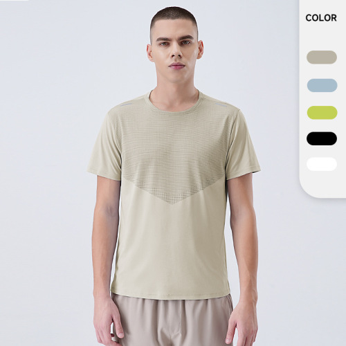 2026 New Ice Silk Cool Quick-Drying T-Shirt Men's Moisture-Absorbing and Breathable Spring and Summer Sports Short-Sleeved Fitness Running Quick-Drying Clothing