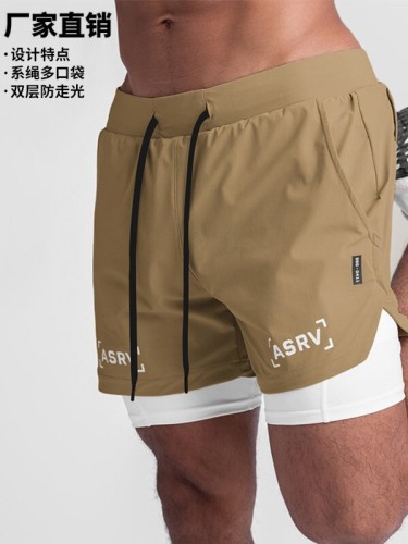 Cross-border men's summer men's shorts outer wear American youth outdoor double-layer sports shorts men's running quick-drying pants