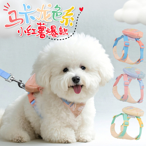 New dog leash anti-stranglehold pet harness small dog vest style self-packing harness manufacturer wholesale