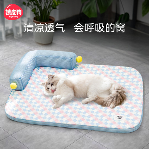 Cross-border spring and summer cat L-shaped ice bean cool sofa nest summer cat nest kennel pet nest mat supplies
