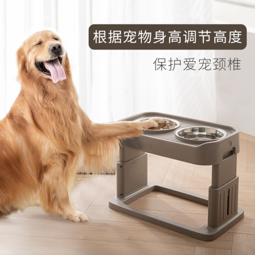 Cross-border pet supplies dog basin stainless steel elevated bowl cat bowl dog bowl feeder pet stainless steel bowl adjustable