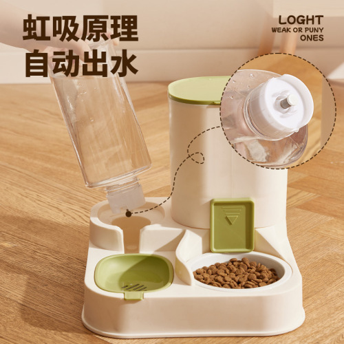 Cat double bowl automatic drinking water feeding all-in-one dog feeding and drinking machine cat bowl food basin large capacity pet use