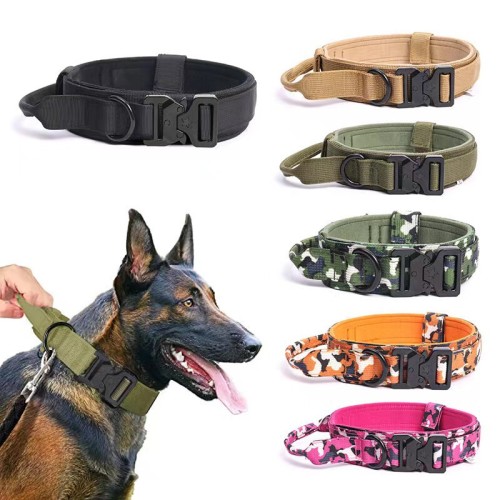 Pet Collar Tactical Collar Outdoor Training Adjustable Explosion-proof Collar Tactical Dog Collar Traction Rope