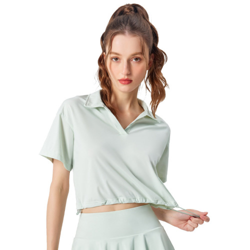 New style pure desire yoga fitness short-sleeved T-shirt women's casual sports high-neck fitness wear sun protection quick-drying top
