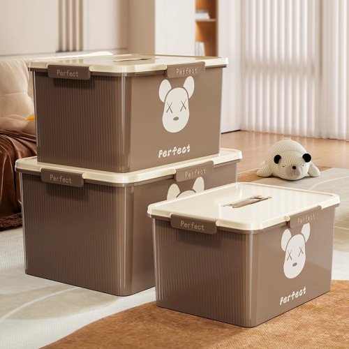 Four-buckle storage box portable household sealed moisture-proof organizing toy snacks large-capacity plastic storage box